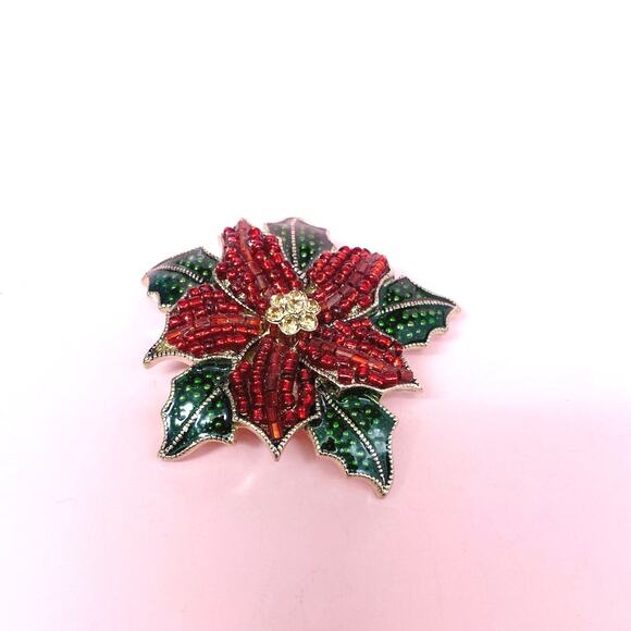 Vintage Liz Claiborne Poinsettia Flower Brooch - Picture 4 of 4